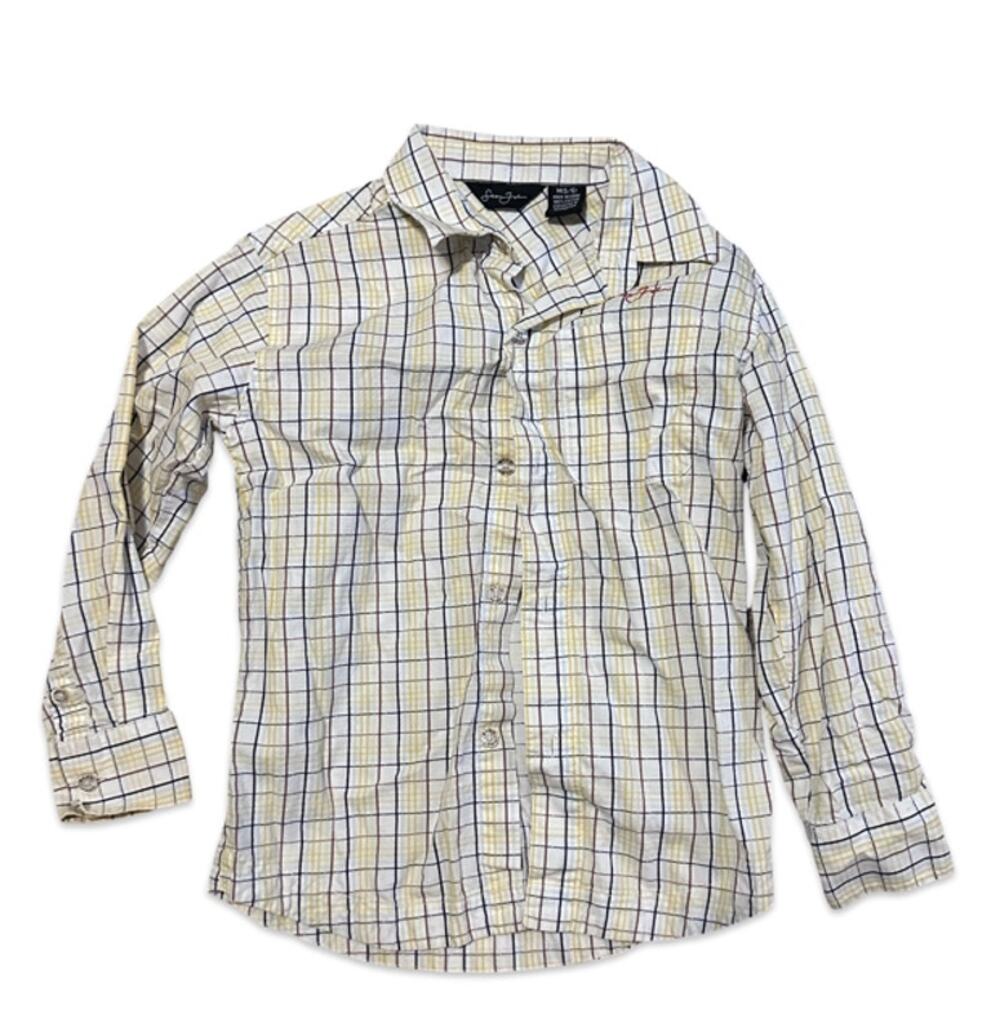 Sean John boys’ long-sleeve plaid button-down shirt in Size M (5-6)